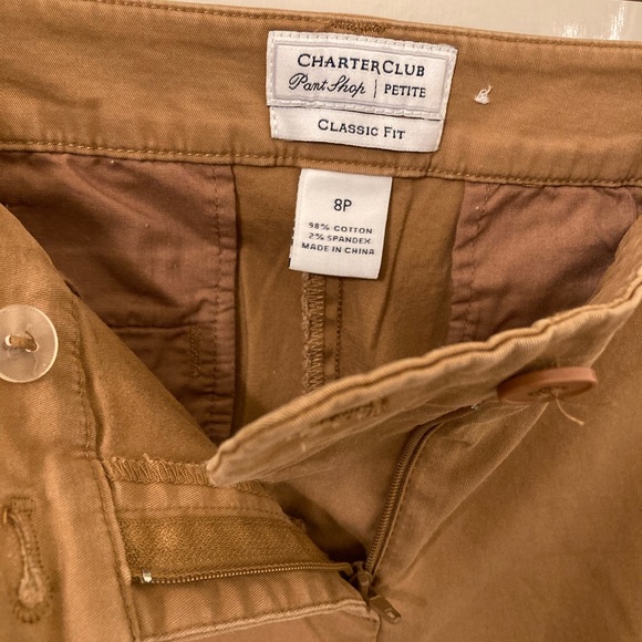 Classic Fit Cotton Pant from Charter Club pant Shop. Brown Size 8P. Jean Trouser - Picture 5 of 8